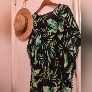 Tropical Print Beach Coverup